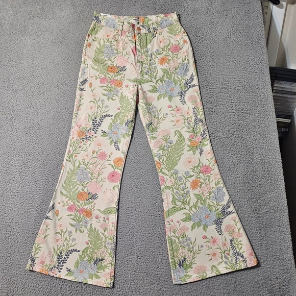 Wrangler Wanderer 622 High Rise Flare Pant Jeans Sz 31 x 32 Floral Free People - Picture 8 of 11